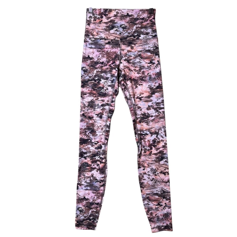 Lululemon Leggings Womens 4 High Rise Pink Brown Abstract Print Yoga LW5DM9S - Picture 12 of 12